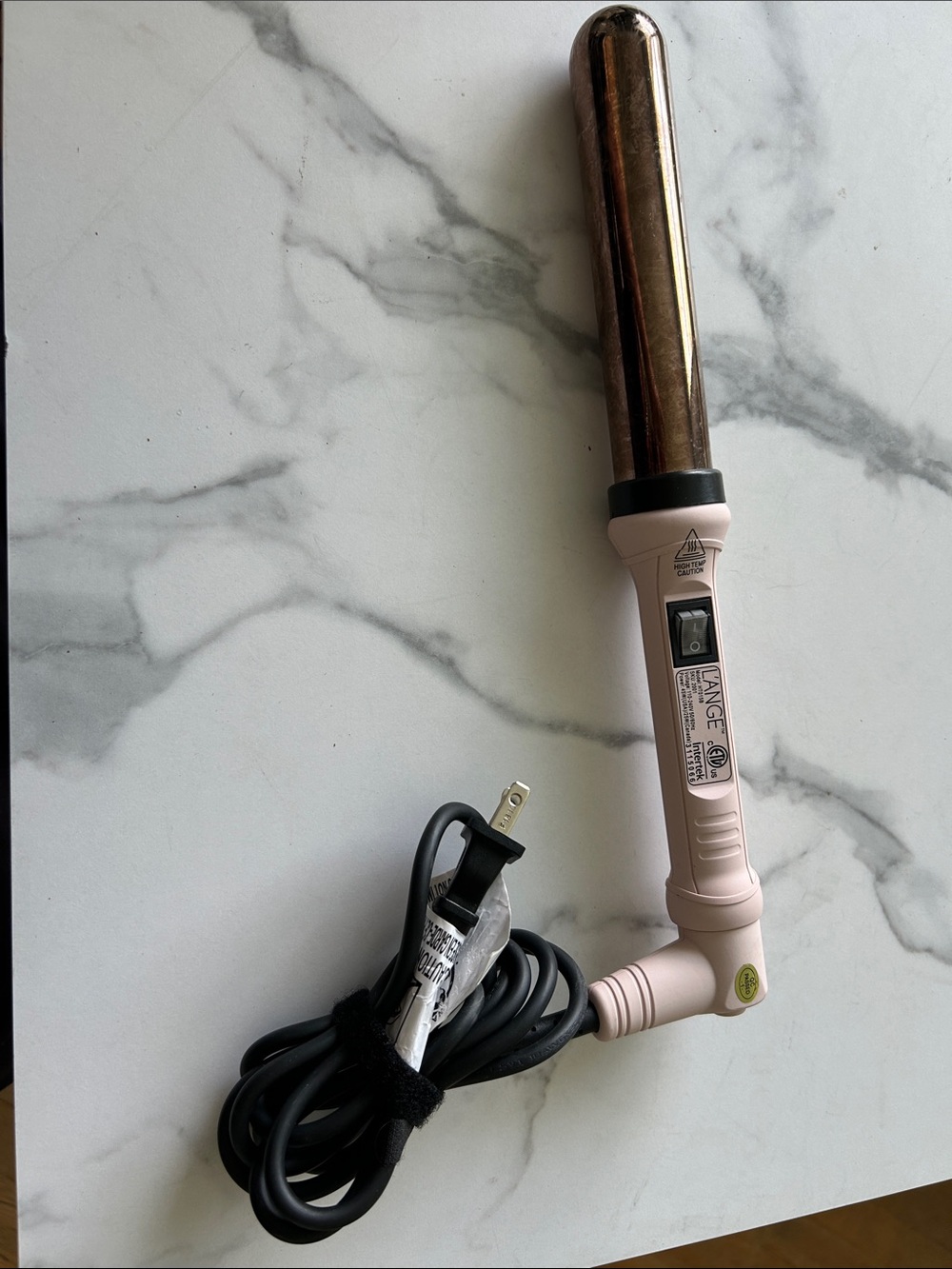 L'ange Ondulé Blush Pink‎ Rose Gold Titanium Curling Wand 25mm Hair Styling Tool